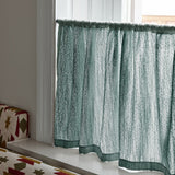 Bouclé Wave Ruffle Café Curtain - Petrol