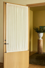 Sheer Linen café curtain, double pole - off-white