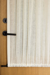 Sheer Linen café curtain, double pole - off-white