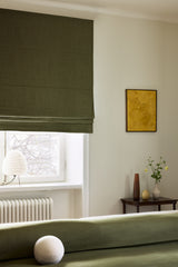 Linen roman blind - Khaki - Blackout Lined
