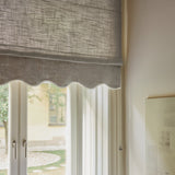 Scalloped Edge Linen roman blind - Grey/off-white