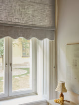Scalloped Edge Linen roman blind - Grey/off-white