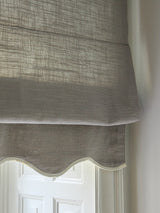 Scalloped Edge Linen roman blind - Grey/off-white