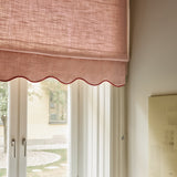 Scalloped Edge Linen roman blind - Pink/Terracotta