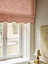 Scalloped Edge Linen roman blind - Pink/Terracotta