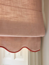 Scalloped Edge Linen roman blind - Pink/Terracotta