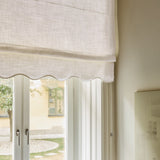 Scalloped Edge Linen roman blind - Pure white/sand