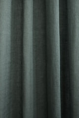 Sheer Linen Café Curtain With Rings - Petrol