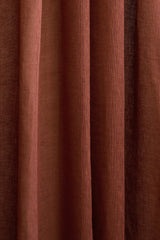 Sheer Linen Café Curtain With Rings - Terracotta