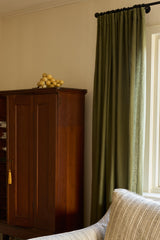 Sheer linen curtain - khaki