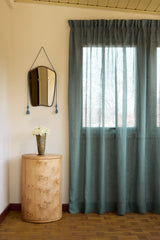 Sheer linen curtain - petrol