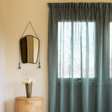Sheer linen curtain - petrol