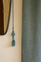 Sheer linen curtain - petrol