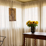 Sheer linen curtain - sand