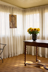 Sheer linen curtain - sand