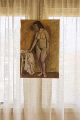 Sheer linen curtain - sand