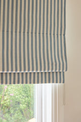 Stripe linen roman blind - Dove blue