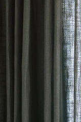 Linen Café Curtain With Rings - Petrol