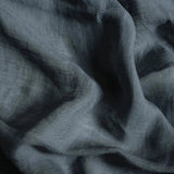 Sheer Linen café curtain, double pole - Petrol