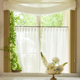 Café Curtain With Rings Sheer Linen - Off White