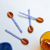 Duet glass spoons, amber & lavender, set of 4 (2 left)