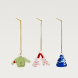 Noel glass tree ornament, set of 3