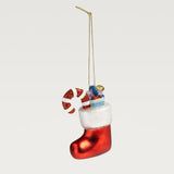 Christmas stocking glass tree ornament, red