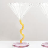 Coupe curve cocktail glass, caramel & pink, set of 2