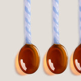 Duet glass spoons, amber & lavender, set of 4 (2 left)