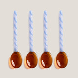 Duet glass spoons, amber & lavender, set of 4 (2 left)
