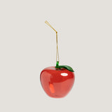 Apple glass tree ornament, red