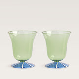 Stripe water glass, green & blue, set of 2 (last 1)