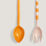 Boavista salad servers, pink and orange