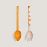 Boavista salad servers, pink and orange