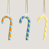 Candy cane glass tree ornament, set of 3