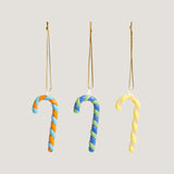 Candy cane glass tree ornament, set of 3