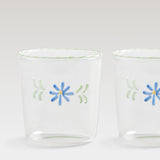 Flora water glass, blue & green, set of 2