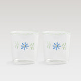 Flora water glass, blue & green, set of 2