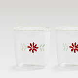Flora water glass, red & green, set of 2