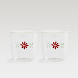 Flora water glass, red & green, set of 2
