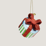 Gift hand-painted glass tree ornament, green