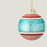 Kota hand-painted glass bauble, blue