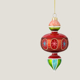 Kota hand-painted glass bauble, red