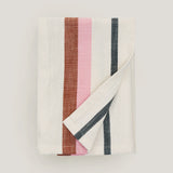 Lina Stripe kitchen tea towel, Rust, pink and charcoal, pre-order
