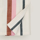 Lina Stripe kitchen tea towel, Rust, pink and charcoal, pre-order