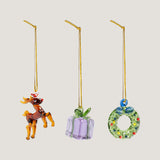Merry glass tree ornament, set of 3