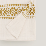 Laika embroided kitchen tea towel, mustard