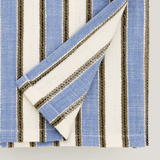 Lina Stripe kitchen tea towel, sky blue, cream, taupe and black