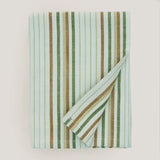 Lina Stripe kitchen tea towel, pale green, brown and forest green