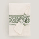 Laika embroidered kitchen tea towel, Sage, pre-order